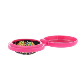 Compact Folding Hair Brush with Mirror Massage Detangling Air Rubber Cushion Pocket Purse Hairbrush (Dark Pink)