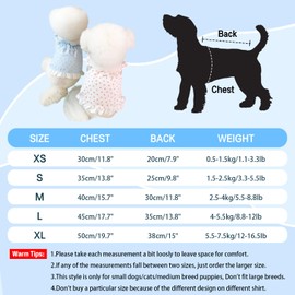 Pet Dog Dress XS Floral Print Summer Clothes Ruffle Trim Puppy Shirts for Small Dogs Blue and Pink 2 Pack (Blue, L (4-5.5kg))