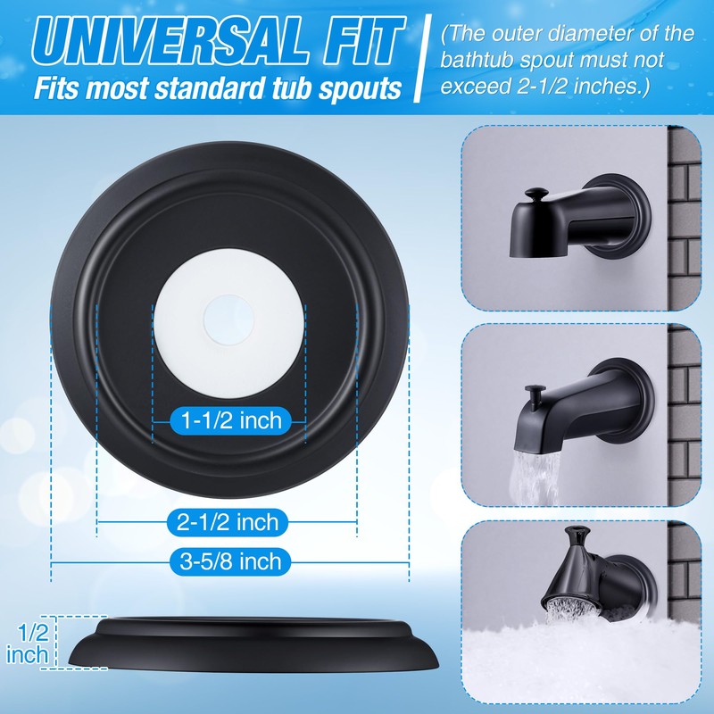 Dreyoo Metal Tub Spout Cover Ring with Foam Gasket, Black