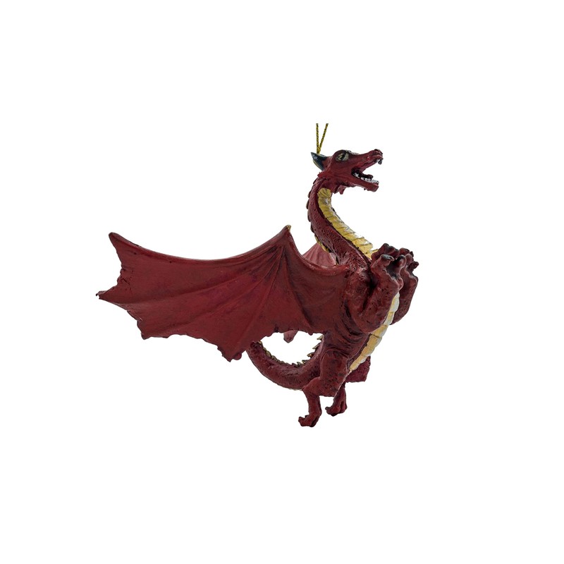 Red Flying Gothic Dragon Fantasy Christmas Tree Hanging Ornament Statue