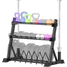 ULTRA FUEGO Dumbbell Rack 3-Tier Weight Plate Rack Storage Stand for Dumbbell/Kettlebell/Weight Plate and Curl Bar
