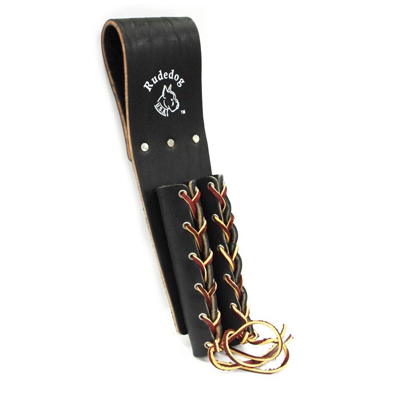 Lace-Up Double Bullpin Holder - Premium Black Leather- Rudedog USA