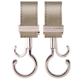 e.x.p.japon bgh16sv PP Baggy Hook, SV - Synthetic Leather Champagne, 360 Degree Rotation, Double Hook, Stroller Luggage Hook, Load Capacity: Approx. 132.3 lbs (60 kg), Stroller Hooks, Pack of 2
