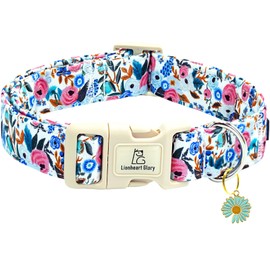 Lionheart glory Dog Collar Flowers Print Dogs Collar Spring Summer Cute Collars Dog Girl or Boy Soft Durable Adjustable Dog Collars for Small Dogs Pet Gift