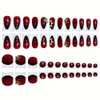 48Pcs White French Tips Press on Nails Medium Red Duck