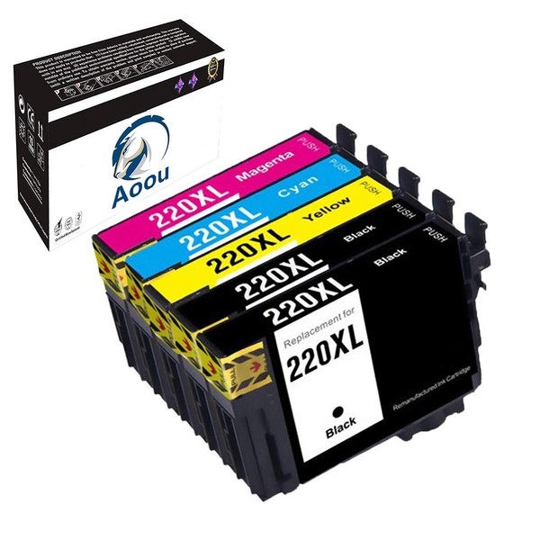 Aoou 5 Pack of Remanufactured Ink Cartridges Replace for Epson
