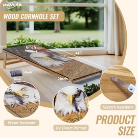 Cornhole Board Set,Corn Hole Games for Adults Outdoor,2X4FT Solid Wood Regulation Cornhole Boards with 8 Cornhole Beans Bags & Carry Case(Eagle's Head)