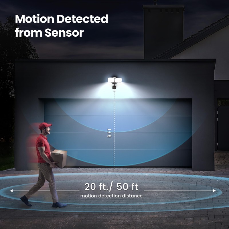 Feit Electric LED Outdoor Security Floodlight, Dual Head, Motion Sensor