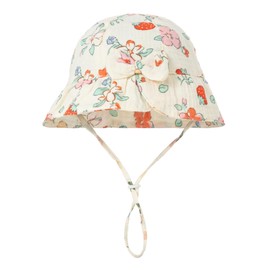 LYZOURBB Infant Baby Girl Boy Soft Cotton Sun Bucket Hats Cute Bow Sun Hats with Adjustable Chin Straps for 3-12Months