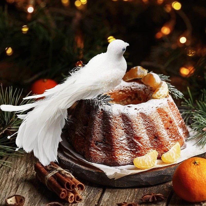Esdallina 2pcs White Birds Chirstmas Decoration