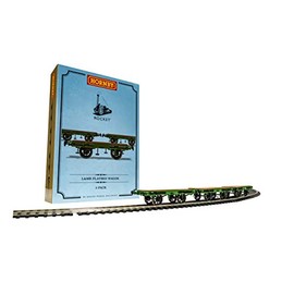 Hornby R60014 L&MR, Flat Bed Wagon Pack, Green