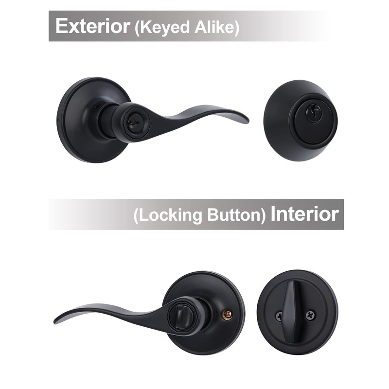 Lanwandeng Keyed Alike Front Door Lever Lockset with Single Cylinder