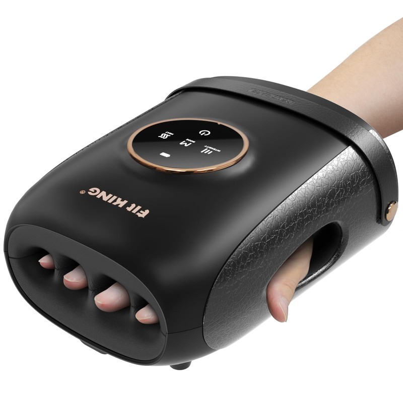 FIT KING Cordless Hand Massager with Compression & Heating, Fingers