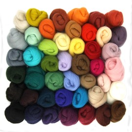 mjolda Felt Wool for Wet Felting and Dry Felting - 45 Colours Fairy Tale Wool for Felting Elves and Fairies Made of Felt Wool, Natural Sheep's Wool, Wonderful as Spinning Wool for Spinning