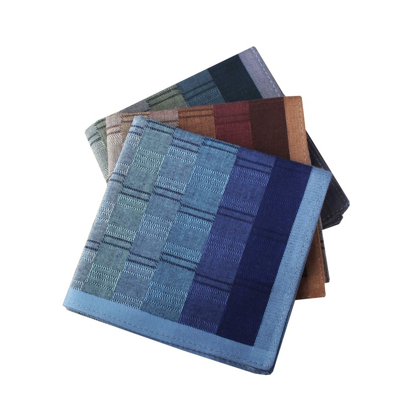 Mens Luxury 100% Cotton Handkerchiefs Plaid 6PCS