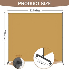 VAMFUTRE Single Panel Room Divider/Privacy Screen with Caster Wheels and Brakes - Stylish and Versatile Partition for Home,Office,School and Restaurant Spaces (Bright Yellow, 6FT*6FT)