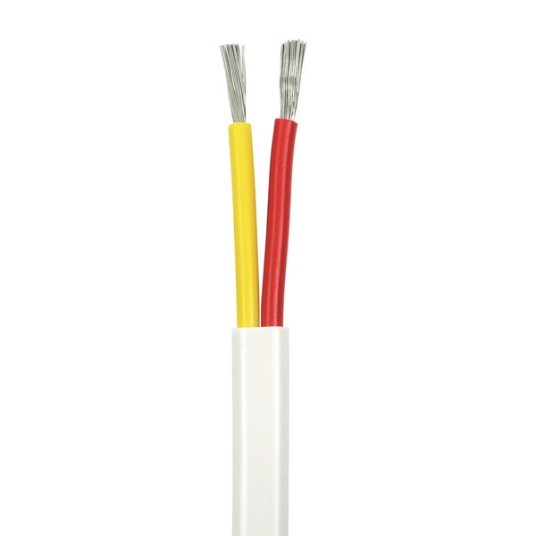 14/2 AWG UL Spec Reqd Duplex Flat DC Marine Wire - Tinned Copper Boat Cable - 30 Feet - White PVC Jacket