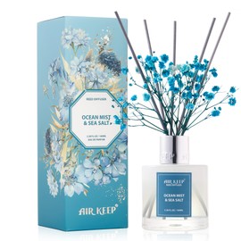 Airkeep Reed Diffuser Set,3.38 fl oz (100 ml) - Ocean Mist&Sea Salt Oil Diffusers with 8 Reed Sticks,Home Fragrance Reed Diffuser for Bathroom Shelf Decor