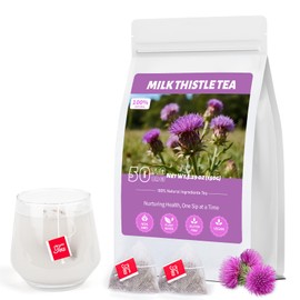 Milk Thistle Tea Bags, Natural Milk Thistle Seed, 50 Teabags, Natural Herbal Tea for Liver Support and Cleansing, Caffeine Free, No Sugar(50 Count/1 Pack)