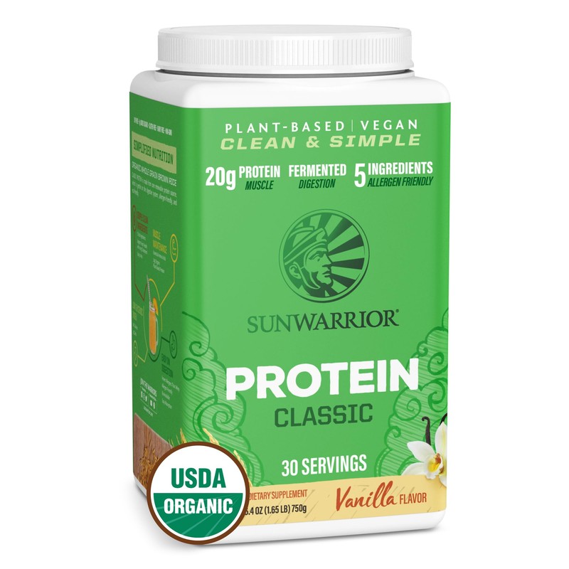 SUNWARRIOR Organic Classic Vanilla Protein, 750 GR