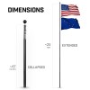 G128 25 Ft Telescoping Flagpole Black & American and Alaska