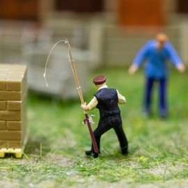 Kisangel Miniature Dollhouse Fishing Rod, Toy Fishing Rod, Miniature Fishing Rod, Mini Fishing Rod for Dollhouse Decorations