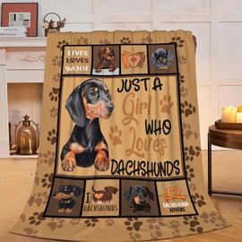Dachshund Blanket Dogs Throw Blanket Soft Warm Fleece Flannel Plush Just A Girl Who Loves Dachshund Throw Blanket Bedding Gifts for Dog Lover Girls Women Dog for Kids Adults 40"X50"