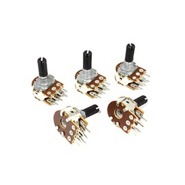 Volume Resistor, 0.7 inch (17 mm) Type, 2 Rung, A-Curve, 0.2 lbs (20 kΩ), 0.2 inch (6 mm) Knurled Shaft, Set of 5 [No Click] For Repairing Lepai Amplifiers