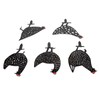 5Pcs Rooster Silhouette Acrylic Hollowed Assorted Style Rich Details Black