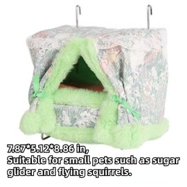 Rat Hammock for Cage Chew Proof Rat Toys Warm Bed, Small Animal Hanging Stainless Steel Basket Ferret Cage Accessories and Habitats Removable Nest Mat for Hamster, Sugar Glider, Hedgehog (Green)