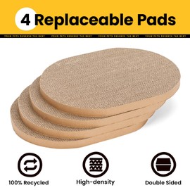 Conlun Cat Scratcher Cardboard,2 in 1 Oval Cat Scratch Pad Bowl for Indoor Kitty Grinding Claw,Round Kittens Scratching Board Corrugated Lounge Pet Beds&Furniture Protector for Couch&Carpets&Sofas