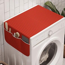 Ambesonne Modern Washing Machine Organizer, Knitting Design Old Hand Made Vector Seamless Pattern Artwork Image Print, Anti-slip Fabric Cover for Washers and Dryers, 47" x 18.5", Scarlet Red and Black
