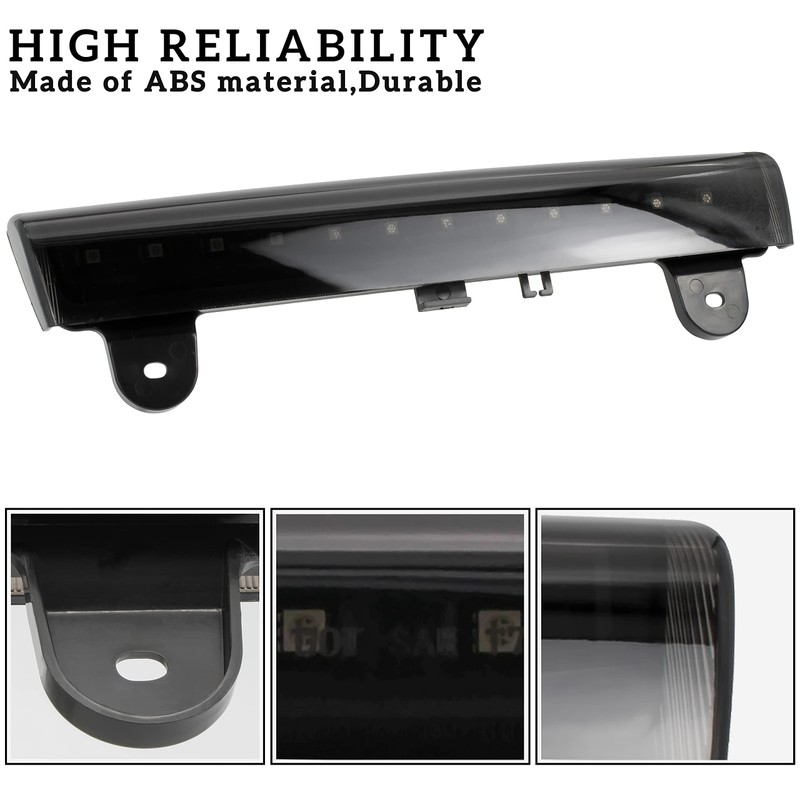 KEWISAUTO Smoked Black LED 3rd Third Brake Light Rear Brake