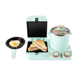 3 in1 Breakfast Station,Multi-Function Mini Toaster Sandwich Maker, Electric Household Breakfast Maker with Frying Pan& Boiling Pot for Noodles, Steamed Stuffed Buns, Sandwiches,Pancakes