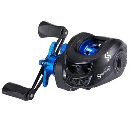 Sougayilang Baitcasting Reel, 7.2:1 Gear Ratio Super Smooth Power with Magnetic Braking System,Anti-Corrosion Baitcaster Fishing Reel - Color: Blue, Specification: Right handle