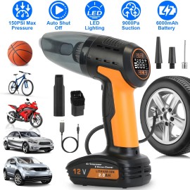 iMounTEK Handheld Cordless Car Vacuum Cleaner Tire Inflator Pump Portable Air Compressor