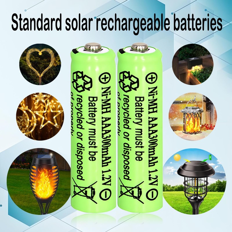 Lombaour 1.2 Volts AAA 300mAh NiMH Green Batteries,Triple A Solar
