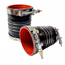 LSDZWORK Silicone Charge Air Cooler Hump Hose 4" X 6" Heavy Duty Intercooler Hoses Boot Kit with T-bolt Clamps Set for Class 7 & 8 Trucks and Semi Trucks, 2PCS (Black)