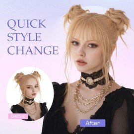 Hairro Bangs Hair Clip 3D 360°Cover Clip On Bangs Remy Human Hair Topper With Bangs Fringe French Bangs With Temples Clip In Bangs Hair Extensions 8 Inches 10g #27 Dark Blonde