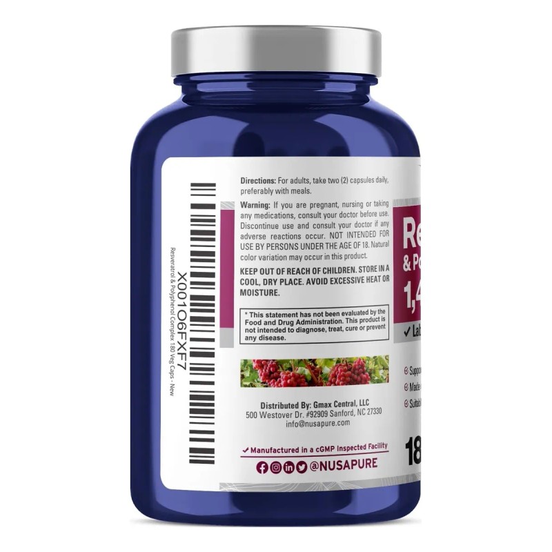 Complejo De Resveratrol Y Polifenoll 1450 Mg 180 Capsulas