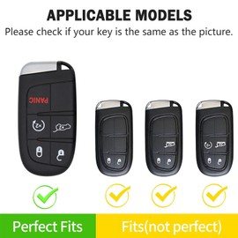 OFF WE GO for Jeep Key Fob Cover with Keychain, Soft TPU Protection Key Case Fit for Grand Cherokee Renegade Dodge RAM Durango Challenger Chrysler 200 300 Journey Dart Fiat Smart Key, Pink