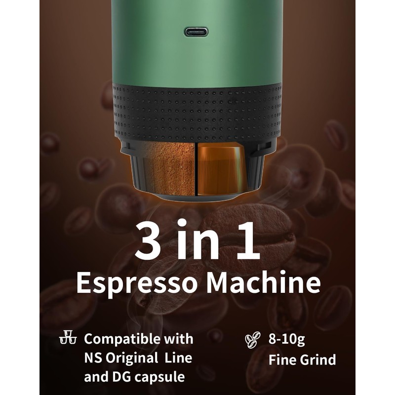 Portable Electric Espresso Machine, Car Coffee Maker for Travel Camping,