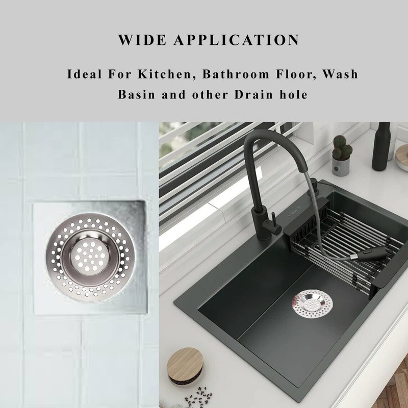 FIXIT Stainless Steel Kitchen Sink Strainer Plug: Hair Catcher &