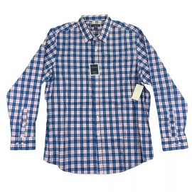 Club Room Mens Performance Plaid Regular Fit Pocket Button Down Shirt XL