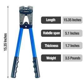 Battery Cable Lug Crimper - Heavy-Duty Wire Crimper for AWG 10-1, Hexagonal Crimping Tool with Aluminum Handle, High-Strength Steel, Wire EDM Cutting, Durable Battery Terminal Crimper for Copper Lugs