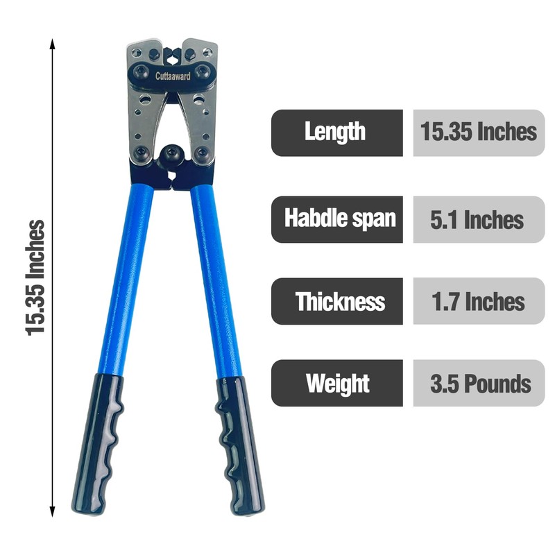Battery Cable Lug Crimper - Heavy-Duty Wire Crimper for AWG