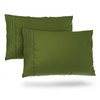Cosy House Collection Pillowcases Standard Size - Olive Green Luxury