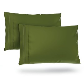 Cosy House Collection Pillowcases Standard Size - Olive Green Luxury Pillow Case Set of 2 - Fits Queen Size Pillows - Premium Super Soft Hotel Quality - Cool & Wrinkle Free - Hypoallergenic