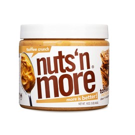 Nuts 'N More Toffee Crunch Peanut Butter Spread, All Natural High Protein Nut Butter Healthy Snack, Omega 3’s, Antioxidants, Low Carb, Low Sugar, Gluten-Free, Non-GMO, no preservatives,16 oz Jar