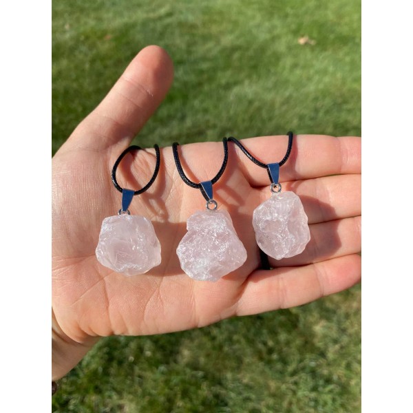 New Moon Beginnings Rose Quartz Crystal Pendant with 18" Adjustable